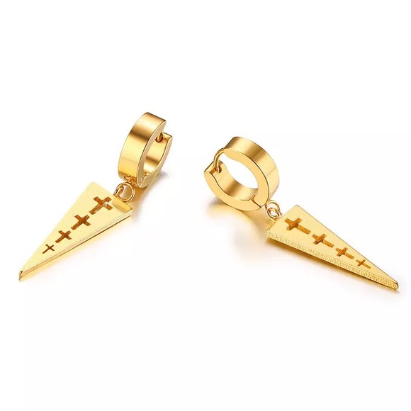 1 Pair Stainless Steel Triangle Unisex Earring - Picture 4 of 5